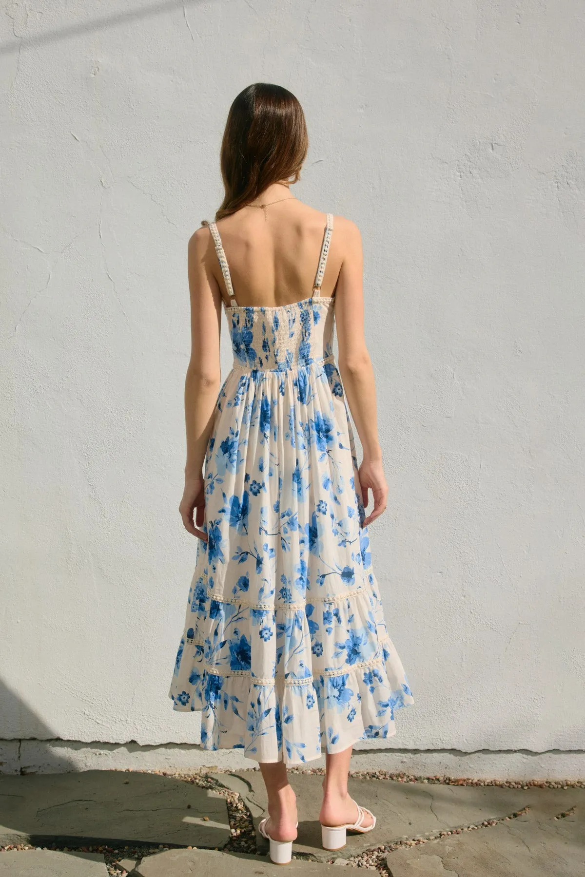 Rosalyn Lace Trim Tiered Maxi Dress