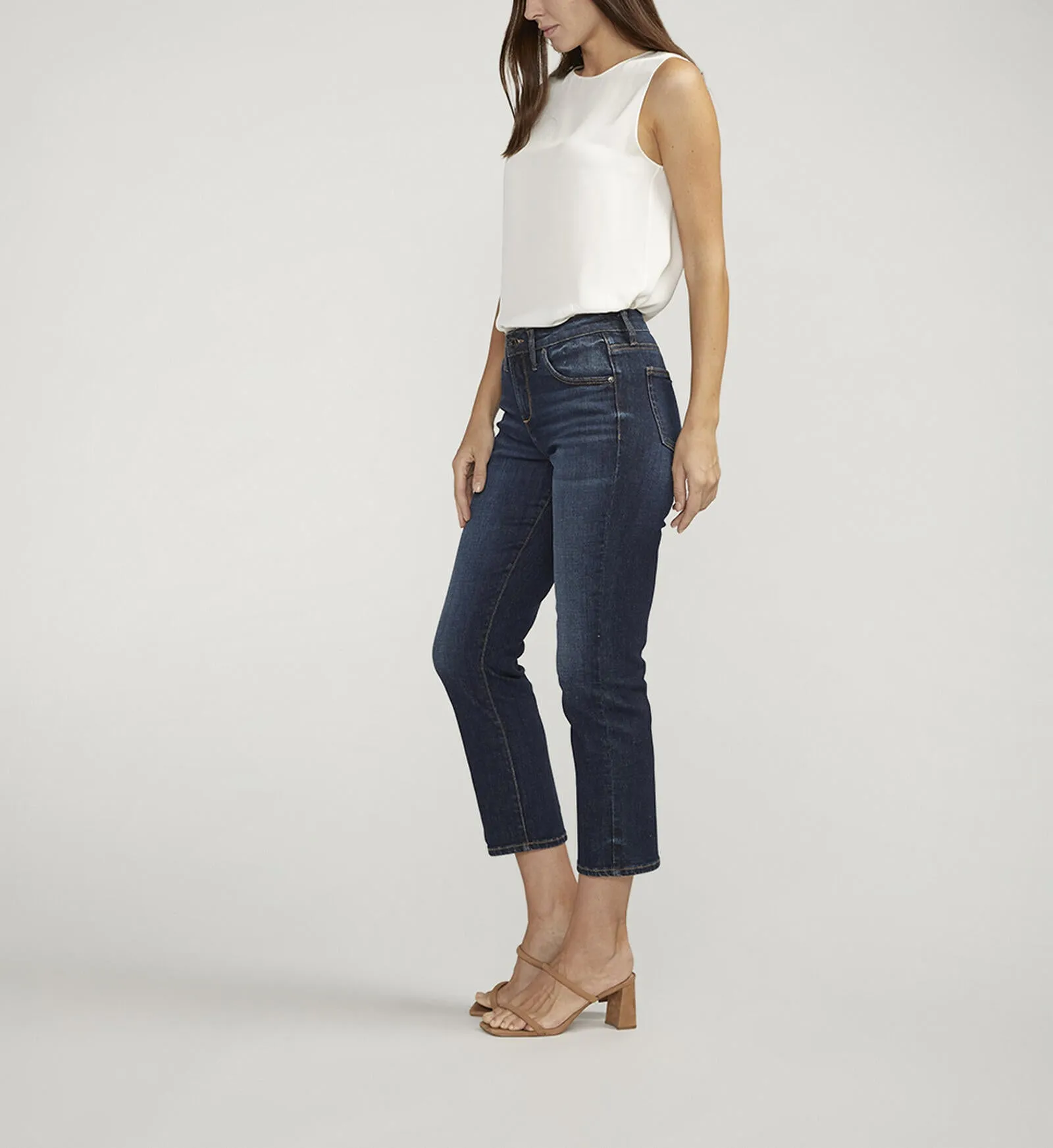 Ruby Mid Rise Straight Crop Jeans