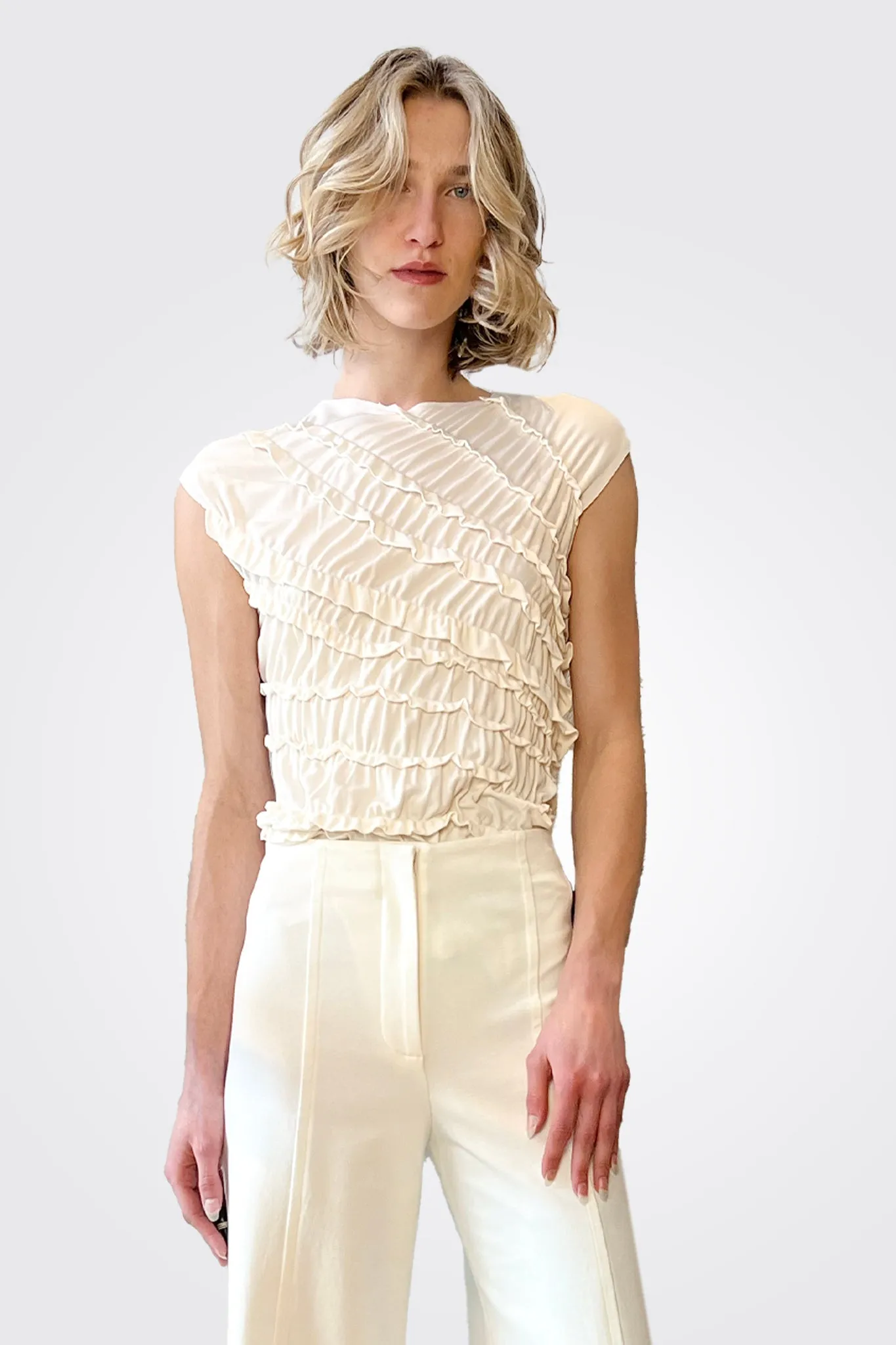 Ruffle Blouse - Ivory Beige