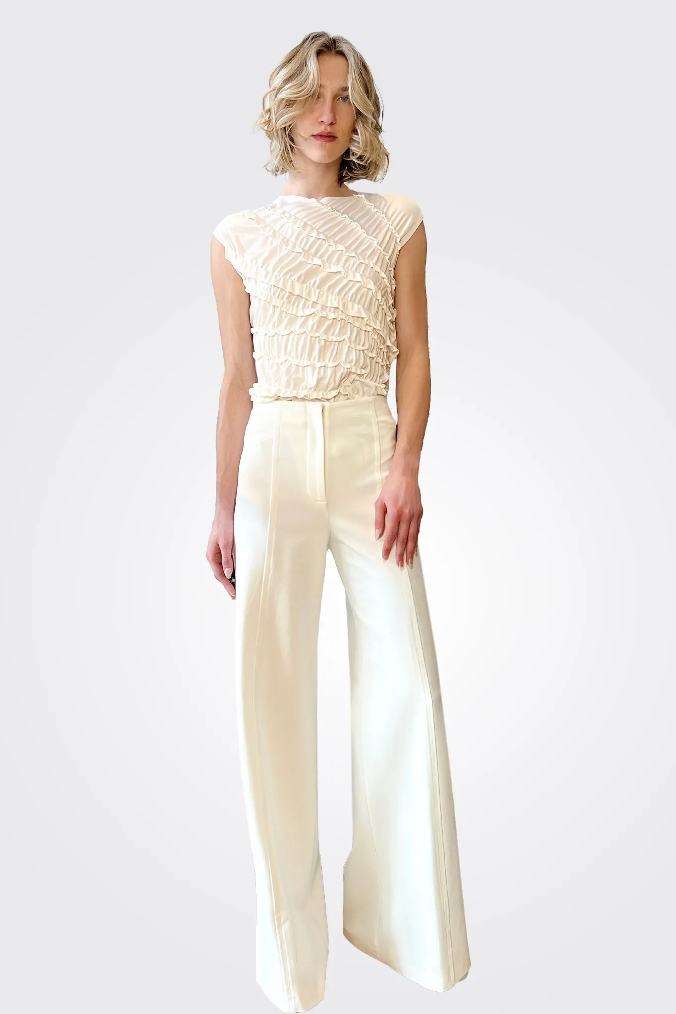 Ruffle Blouse - Ivory Beige