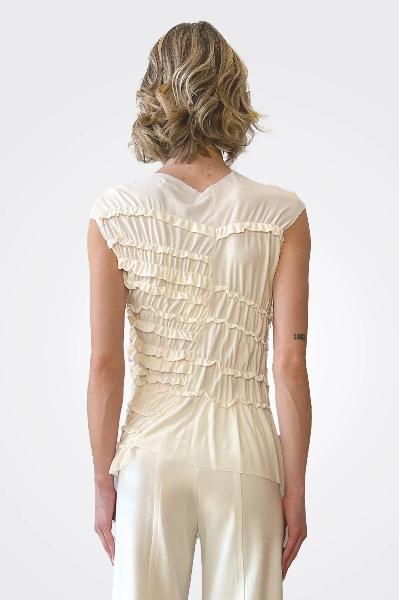 Ruffle Blouse - Ivory Beige