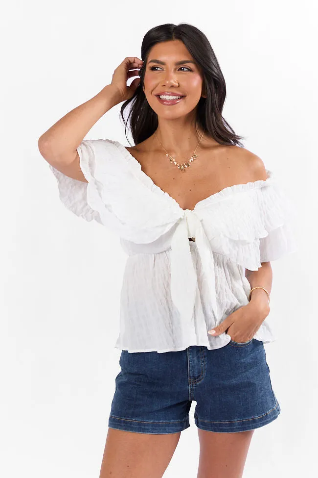 Ruffle It Up Ivory Textured Top FINAL SALE
