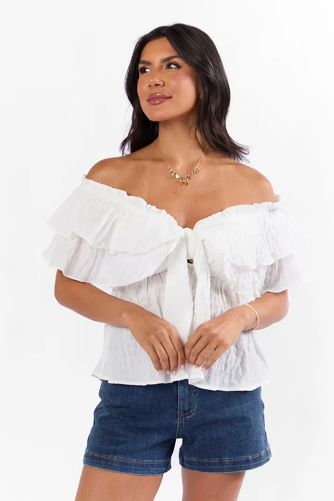 Ruffle It Up Ivory Textured Top FINAL SALE