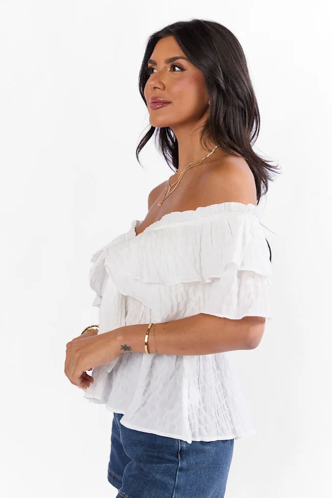 Ruffle It Up Ivory Textured Top FINAL SALE