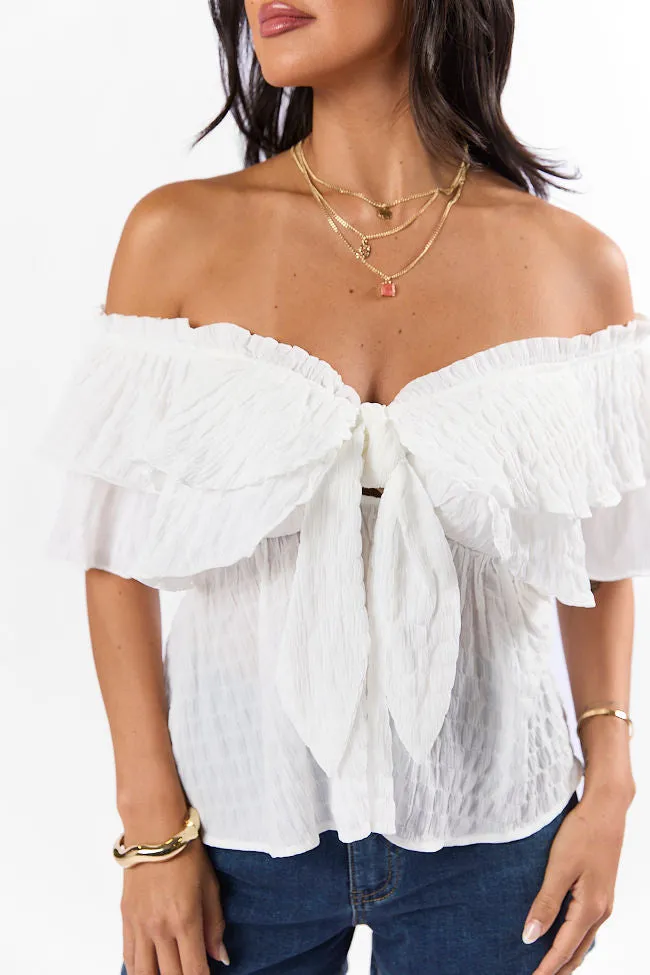 Ruffle It Up Ivory Textured Top FINAL SALE