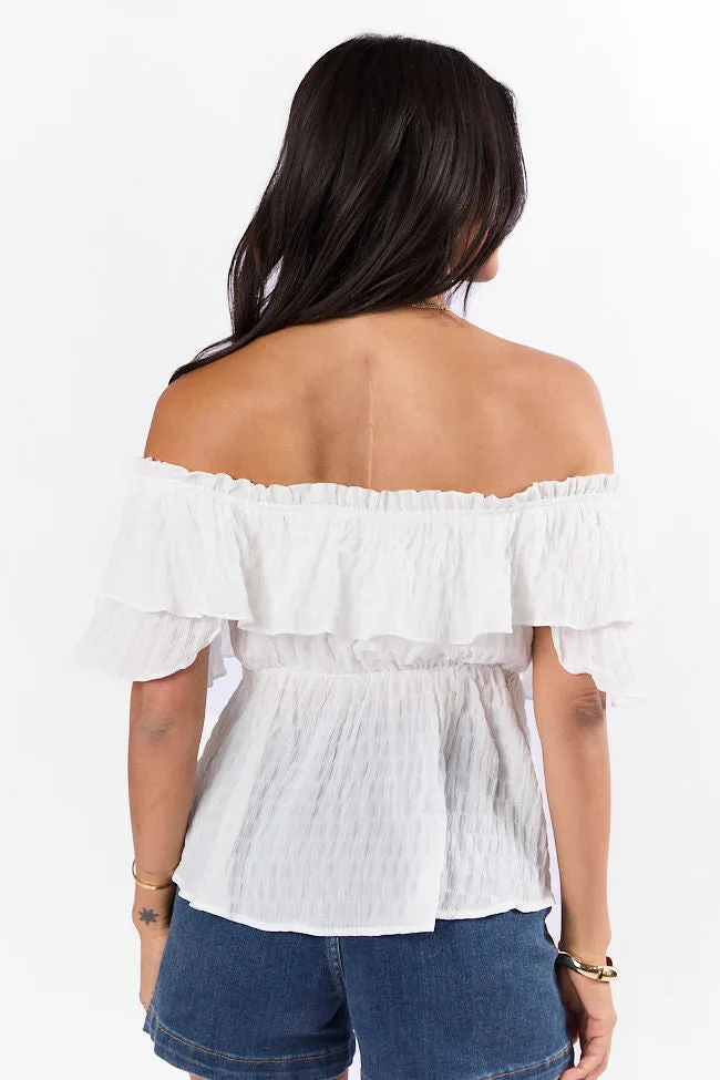 Ruffle It Up Ivory Textured Top FINAL SALE