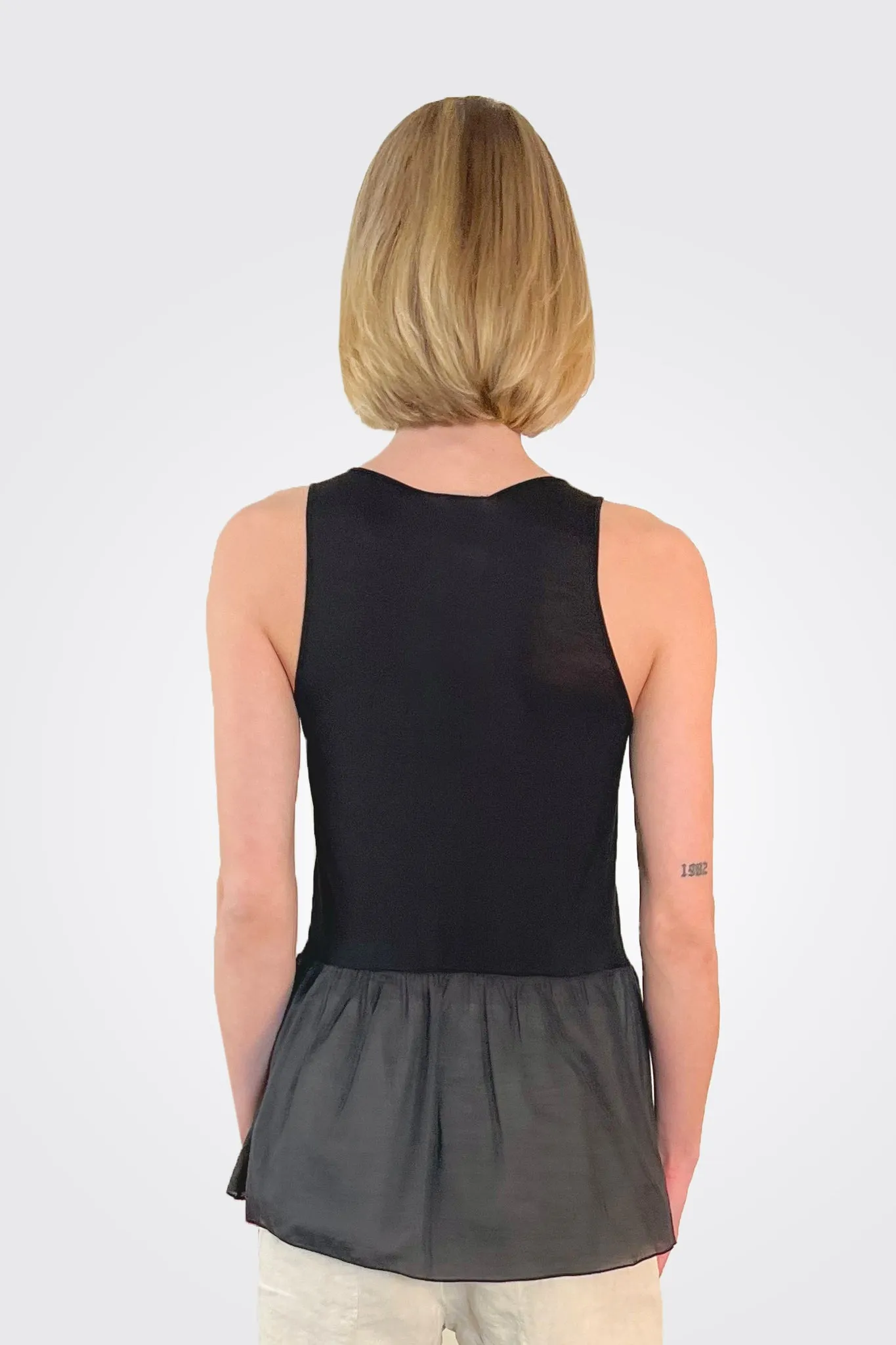 Ruffle Tiered Tank - Black