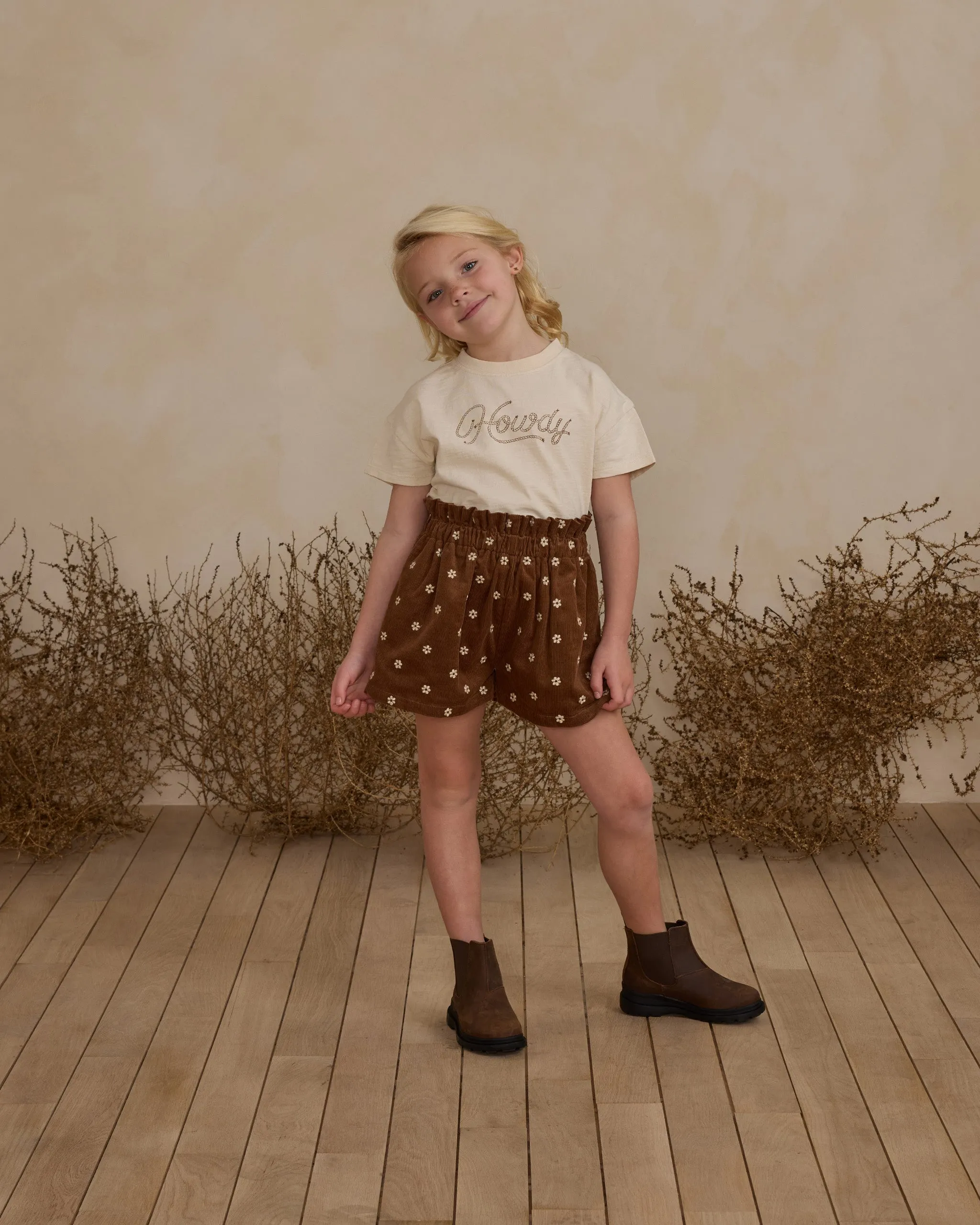 RYLEE   CRU Paperbag Short || Floral Embroidery