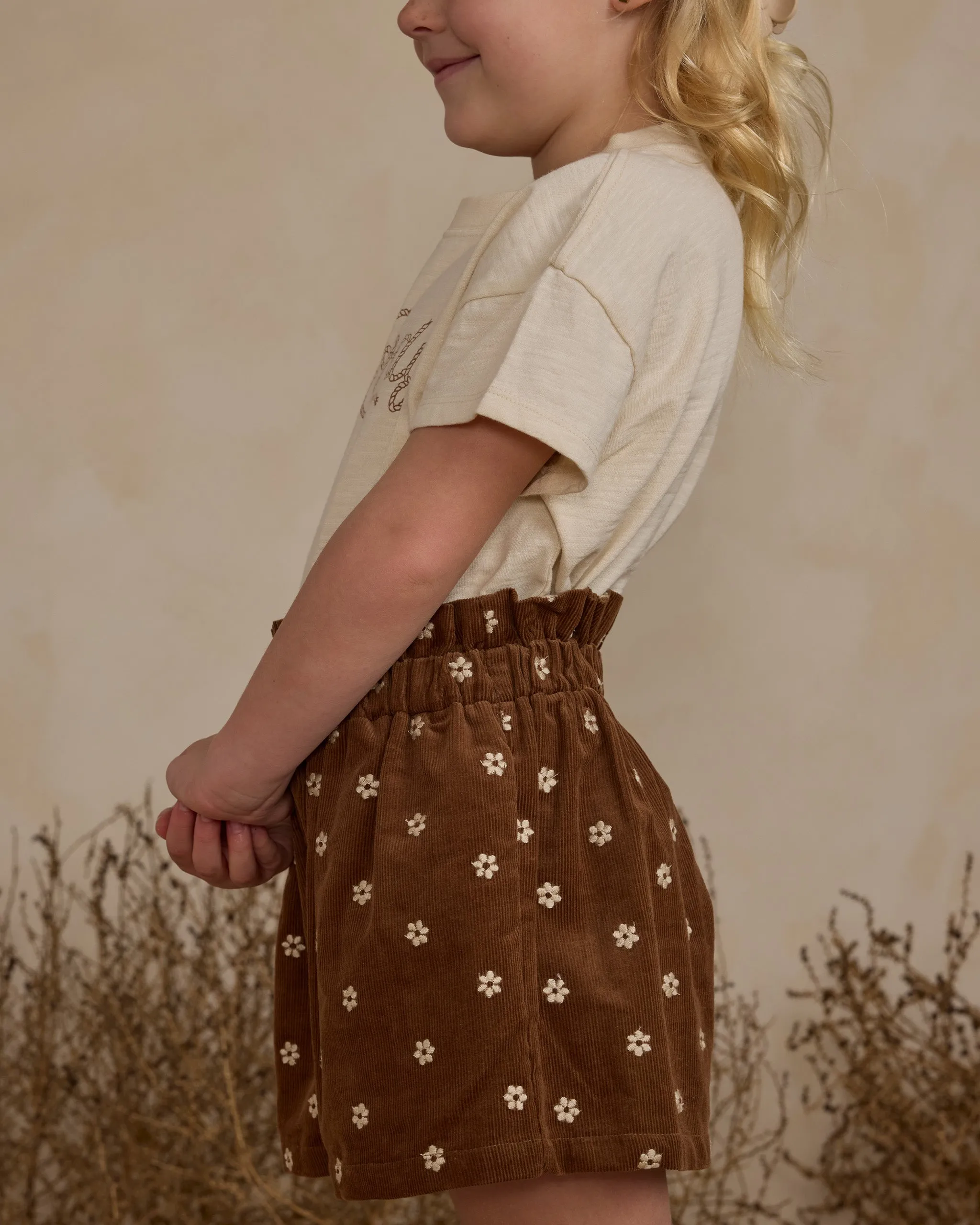 RYLEE   CRU Paperbag Short || Floral Embroidery