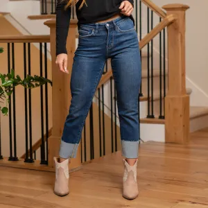 Sagacity High Rise Cuffed Slim Straight Leg Regular & Plus Sizes