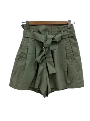 Sage Green Pleated Paperbag Shorts