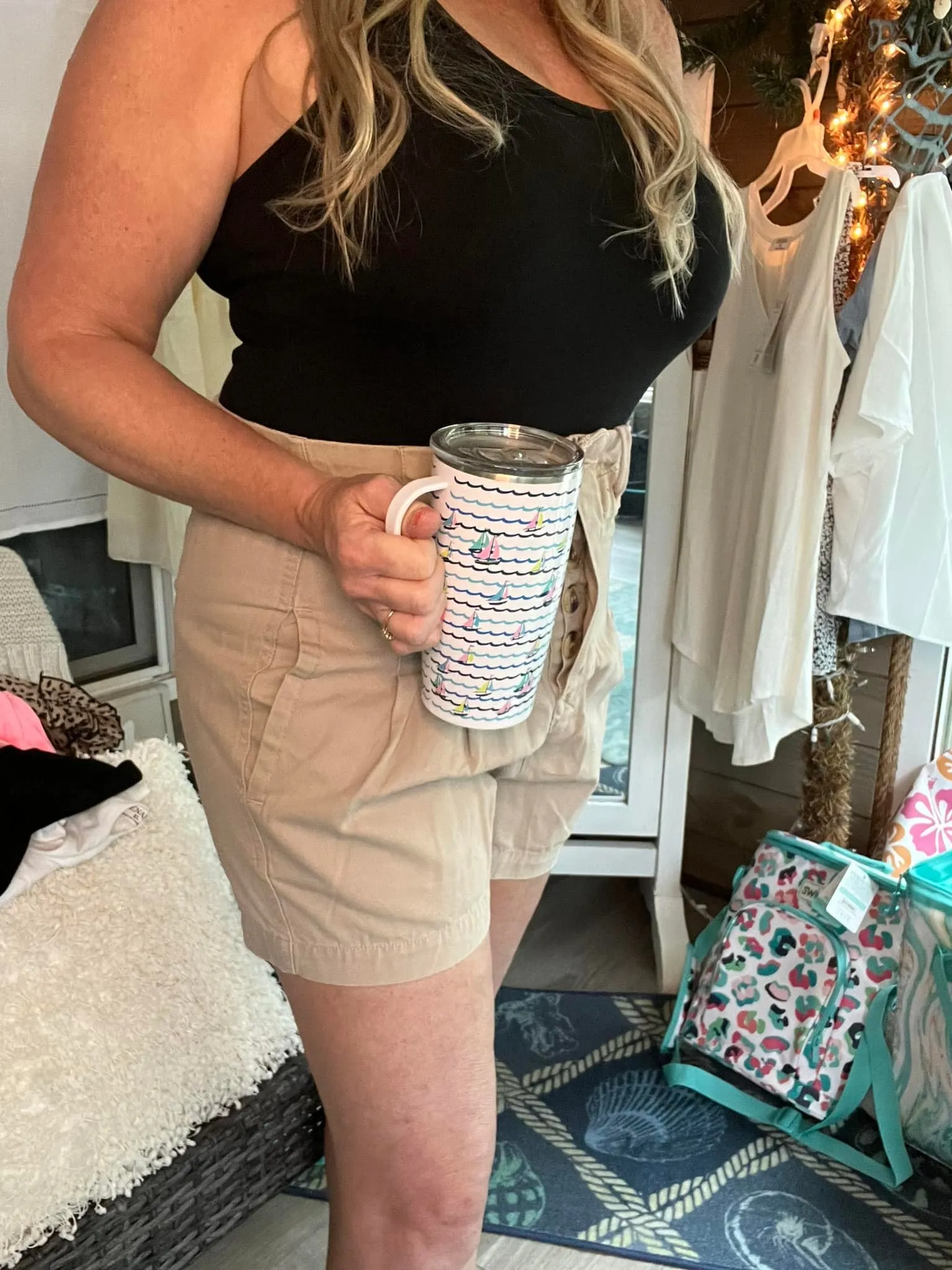 Sand Box Paperbag Tan High Waisted Shorts | Cottage Beach