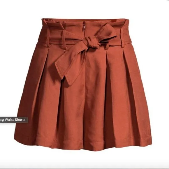 Sandro Paris High Waisted Eddi Paperbag Pleated Shorts