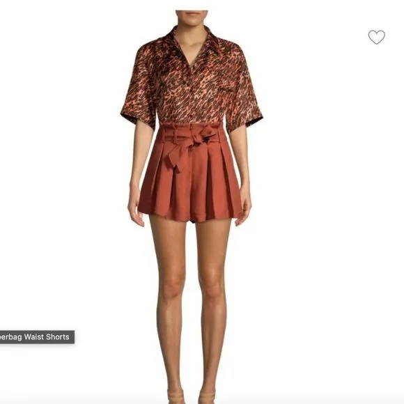 Sandro Paris High Waisted Eddi Paperbag Pleated Shorts