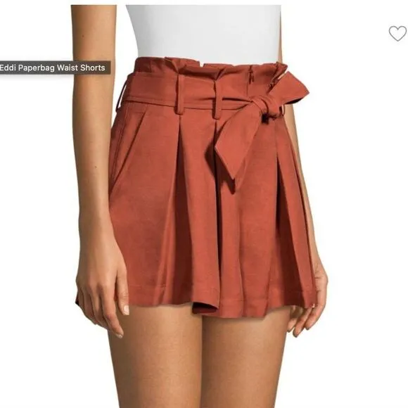 Sandro Paris High Waisted Eddi Paperbag Pleated Shorts