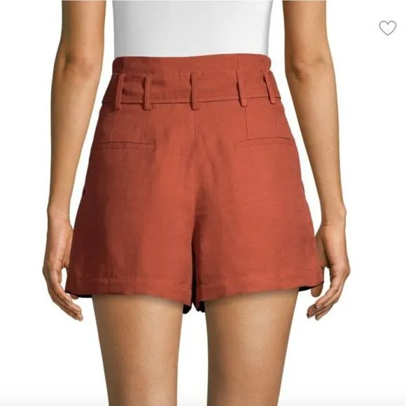 Sandro Paris High Waisted Eddi Paperbag Pleated Shorts