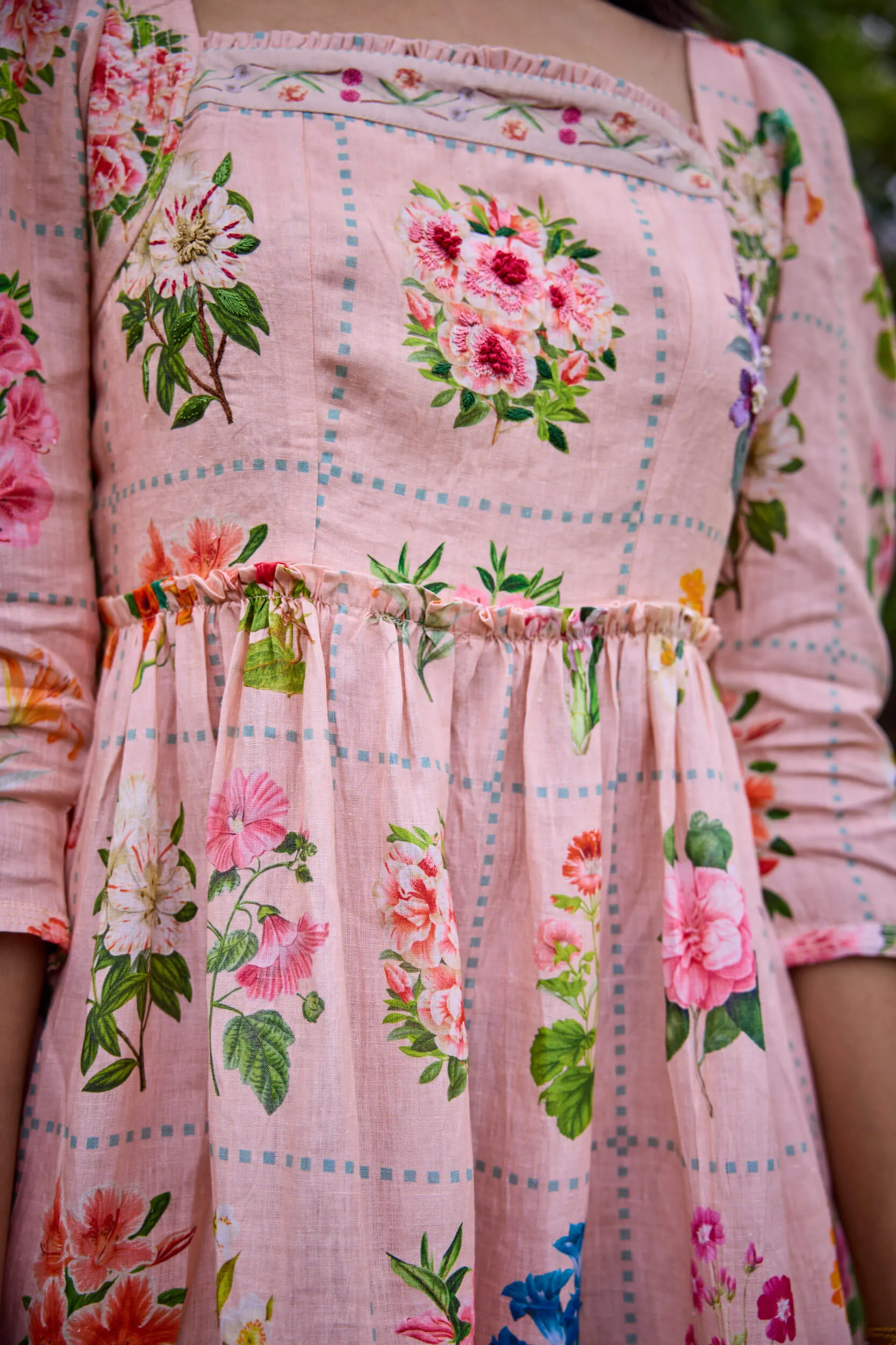 Sansa peach square neck dress