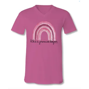 Sassy Frass Tees "Promise Keeper" Front Print V-Neck Tee - Berry