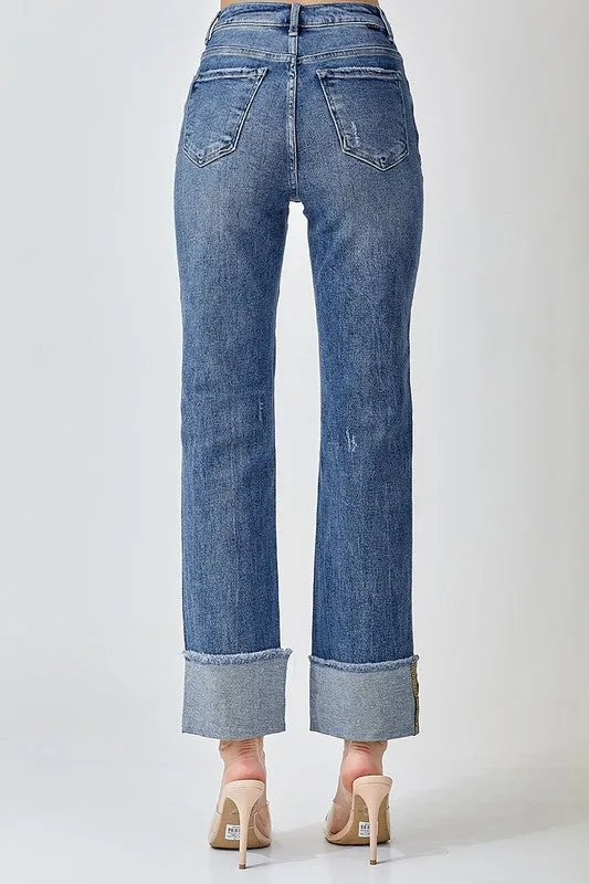 Sent You Love Letters Straight Leg Risen Jeans