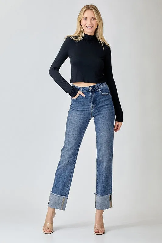 Sent You Love Letters Straight Leg Risen Jeans
