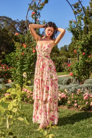Serina Ruched Ruffle Tiered Maxi Dress