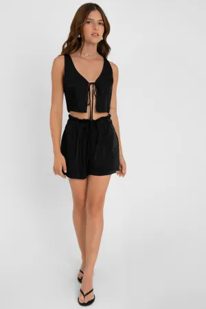 Short de fit fluido cintura paperbag