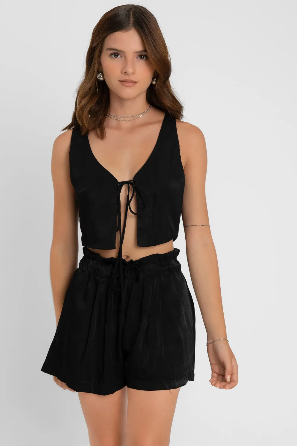 Short de fit fluido cintura paperbag