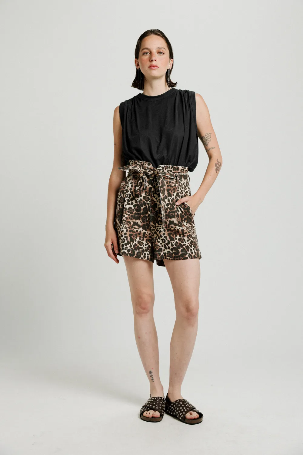 Short Leopard Denim Bottoms