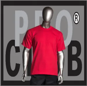 Short Sleeve Crew Neck Pro Club Comfort Red T Shirt