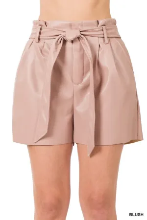 Show Stopper Nude Leather Shorts