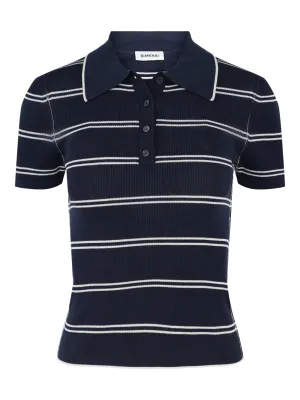 Simkhai Matty Short Sleeve Polo in Midnight Stripe