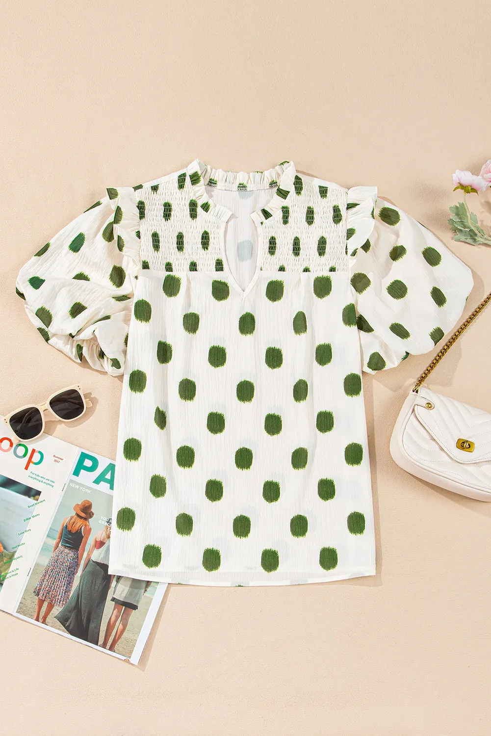 Sloane, Polka Dot Balloon Sleeve Blouse