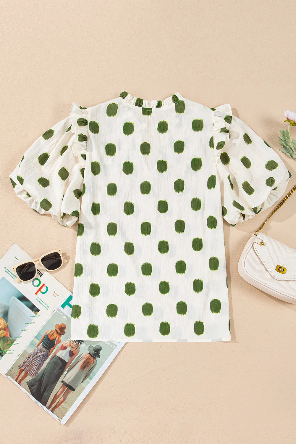 Sloane, Polka Dot Balloon Sleeve Blouse