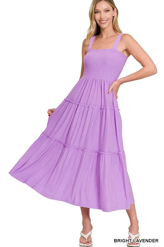 Smocked Tiered Midi Dress