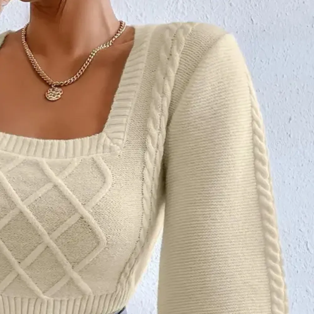 Sol® | Elegant square neck sweater for women