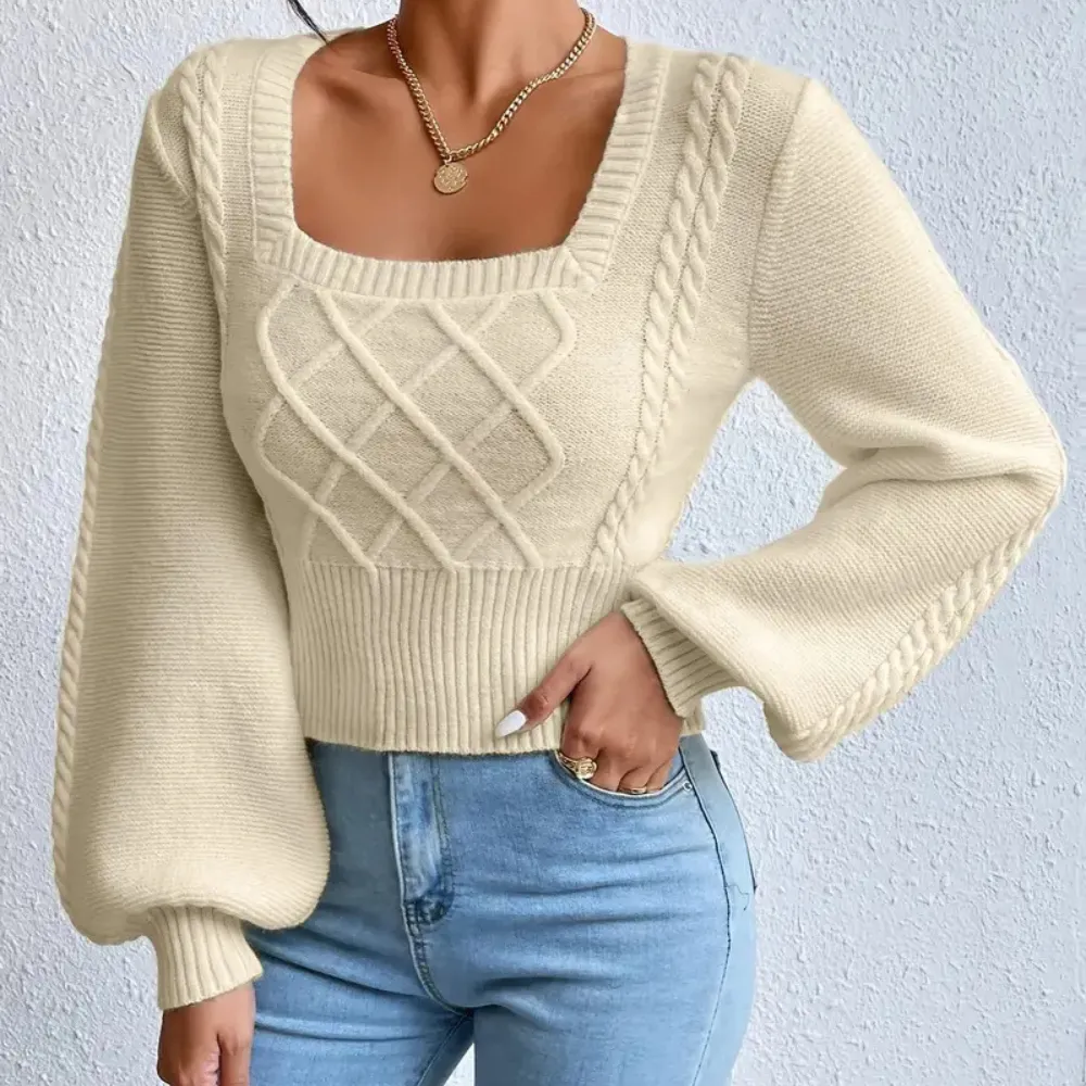 Sol® | Elegant square neck sweater for women