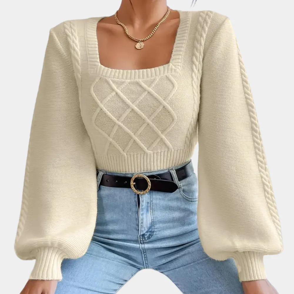 Sol® | Elegant square neck sweater for women