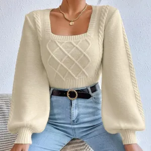 Sol® | Elegant square neck sweater for women