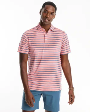 SOUTHERN TIDE BRRR°®-EEZE BASIN STRIPED PERFORMANCE POLO SHIRT - ROUGE RED
