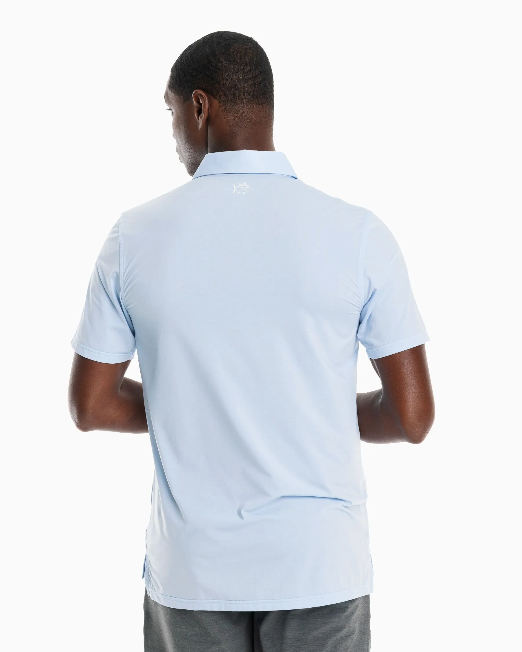 SOUTHERN TIDE SAWGRASS MINI-STRIPED BRRR°®-EEZE PERFORMANCE POLO SHIRT - SKY BLUE