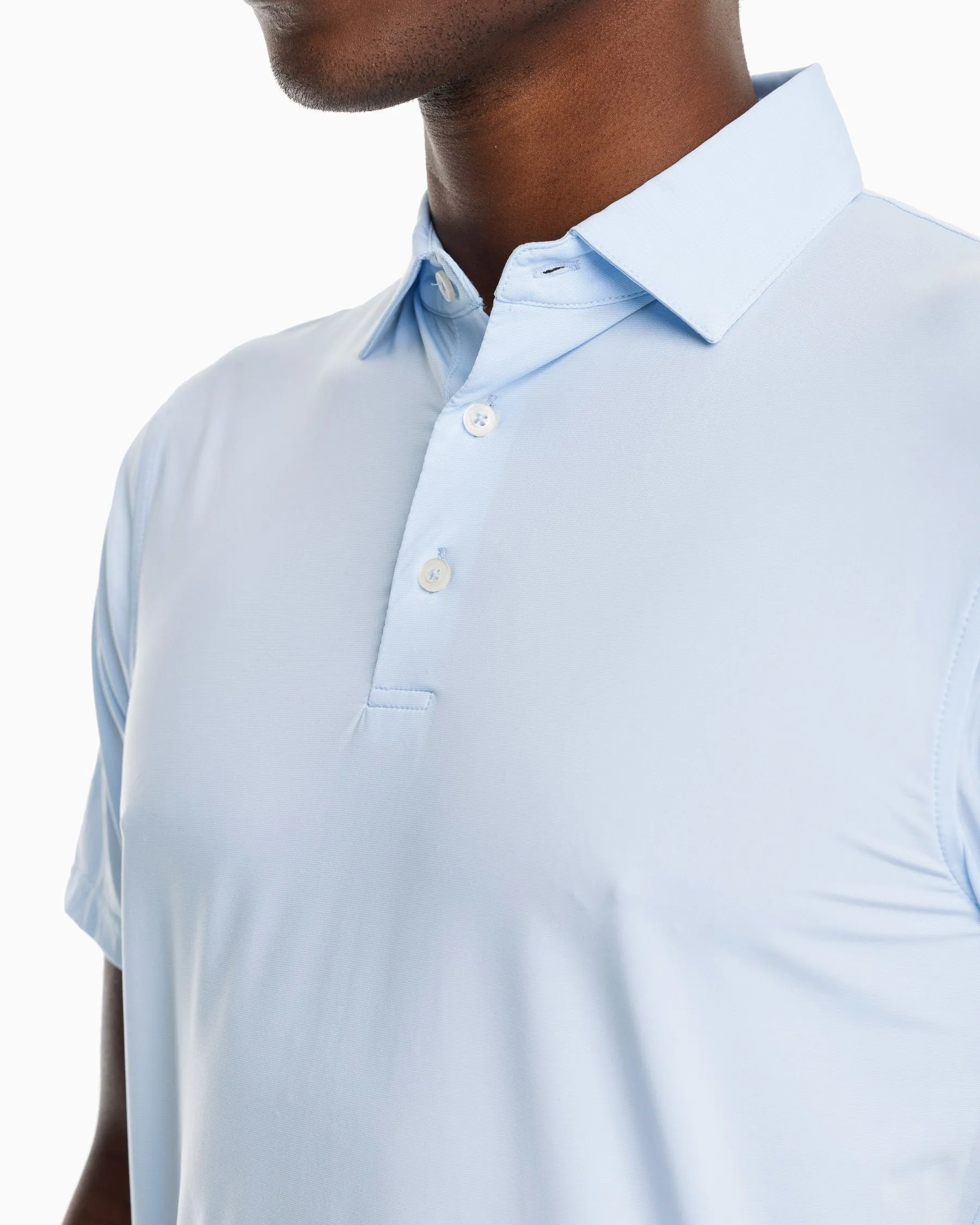 SOUTHERN TIDE SAWGRASS MINI-STRIPED BRRR°®-EEZE PERFORMANCE POLO SHIRT - SKY BLUE