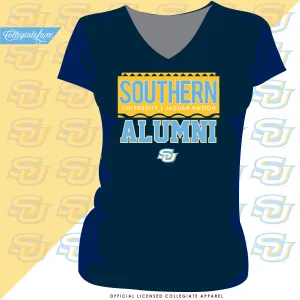 SOUTHERN Univ. | 90s ALUMNI Navy Ladies V-Neck Tees (**)
