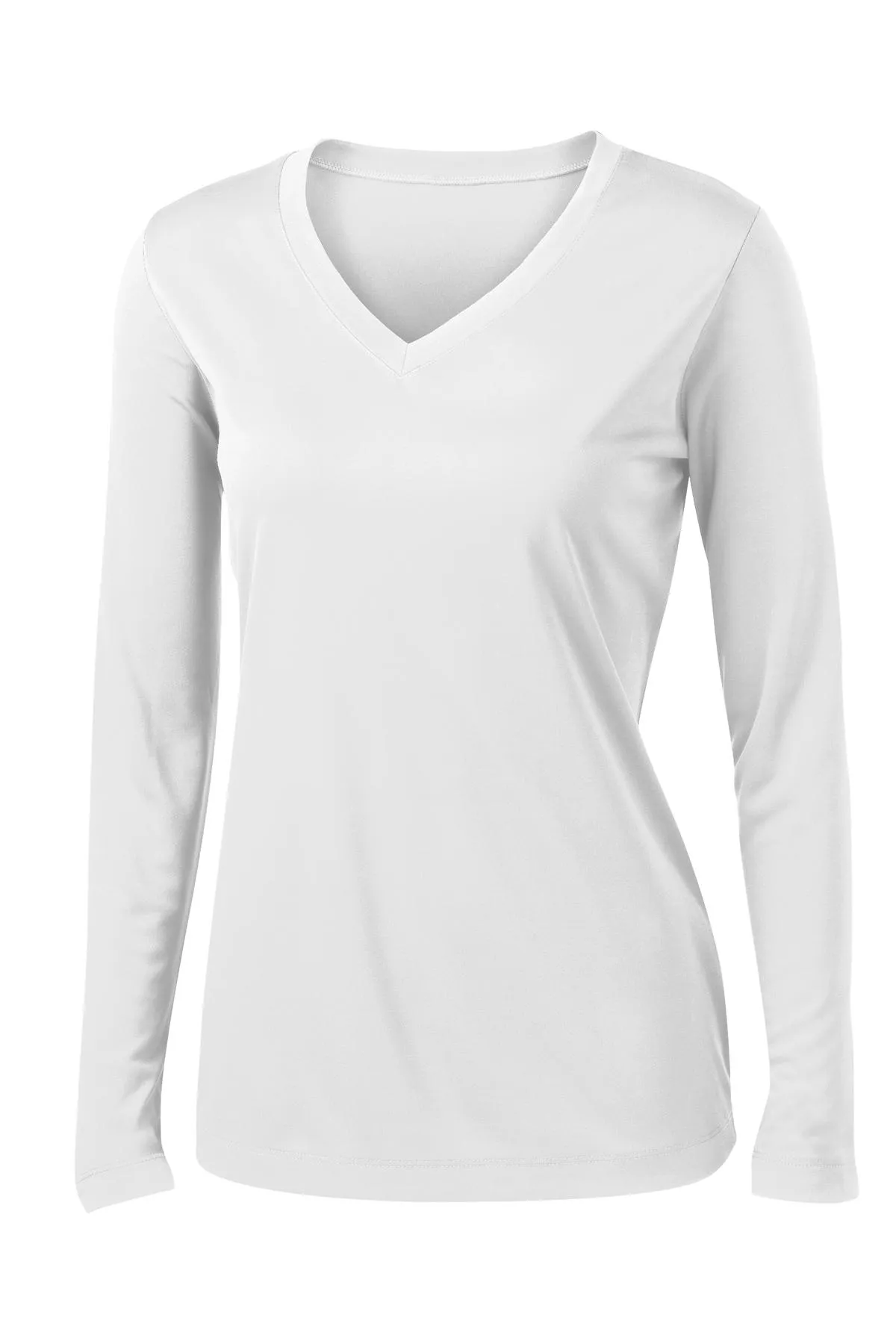 Sport-Tek Women's Long Sleeve PosiCharge Competitor V-Neck Tee. LST353LS White