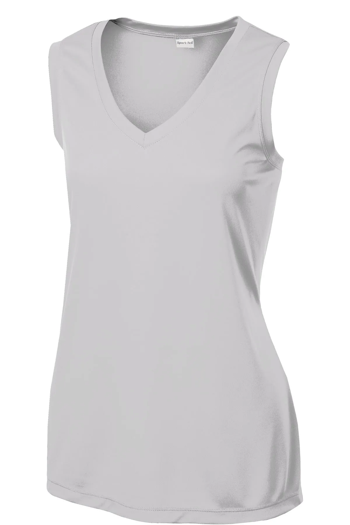 Sport-Tek Women's Sleeveless PosiCharge Competitor V-Neck Tee. LST352 Silver