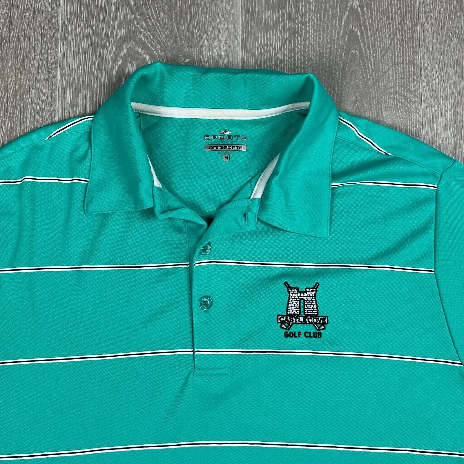 Sporte Leisure Mens Teal Castle Gove Golf Course Shirt Size Medium