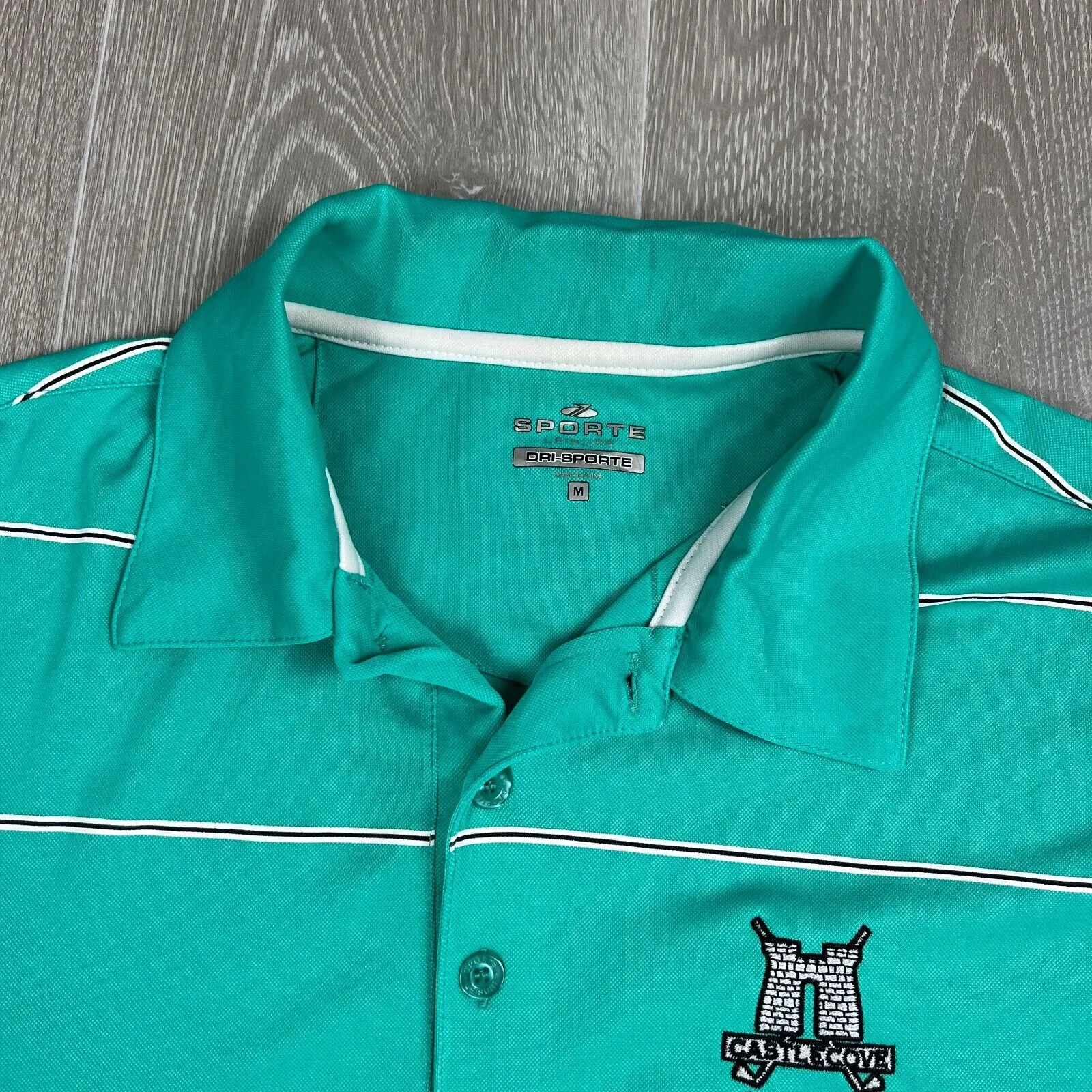 Sporte Leisure Mens Teal Castle Gove Golf Course Shirt Size Medium