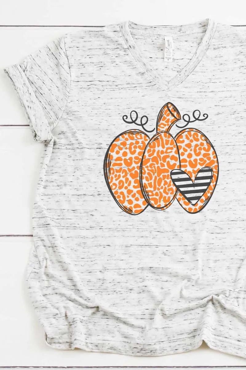 Spotted Pumpkin Heart Unisex V-Neck Tee