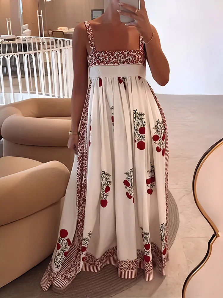 Square Neck Paneled Floral Print