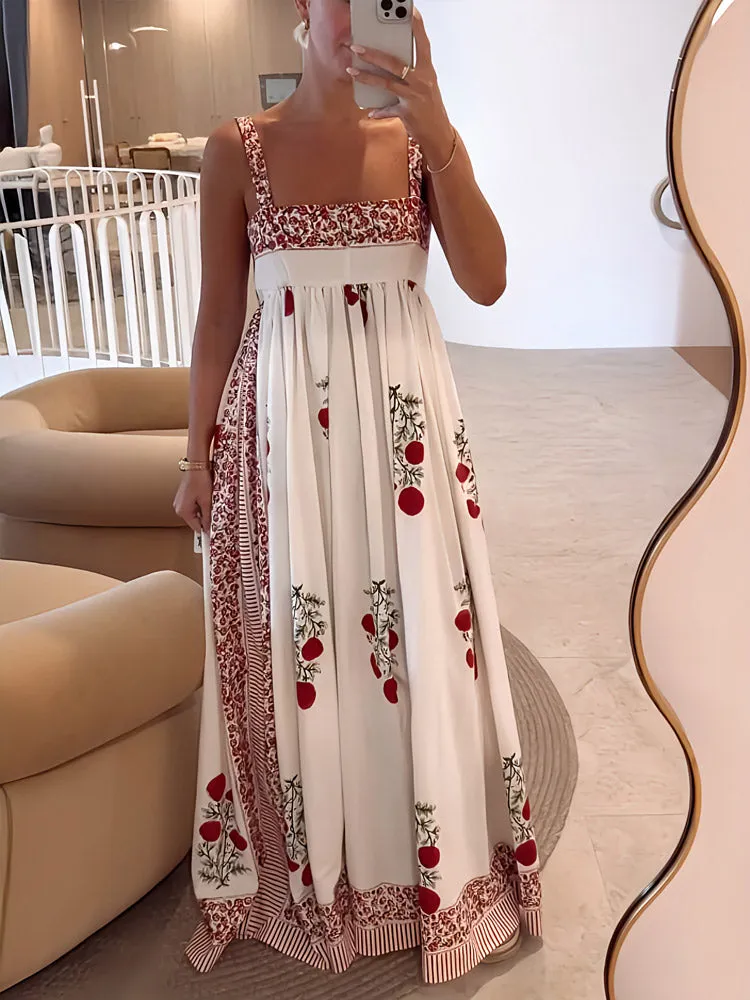 Square Neck Paneled Floral Print