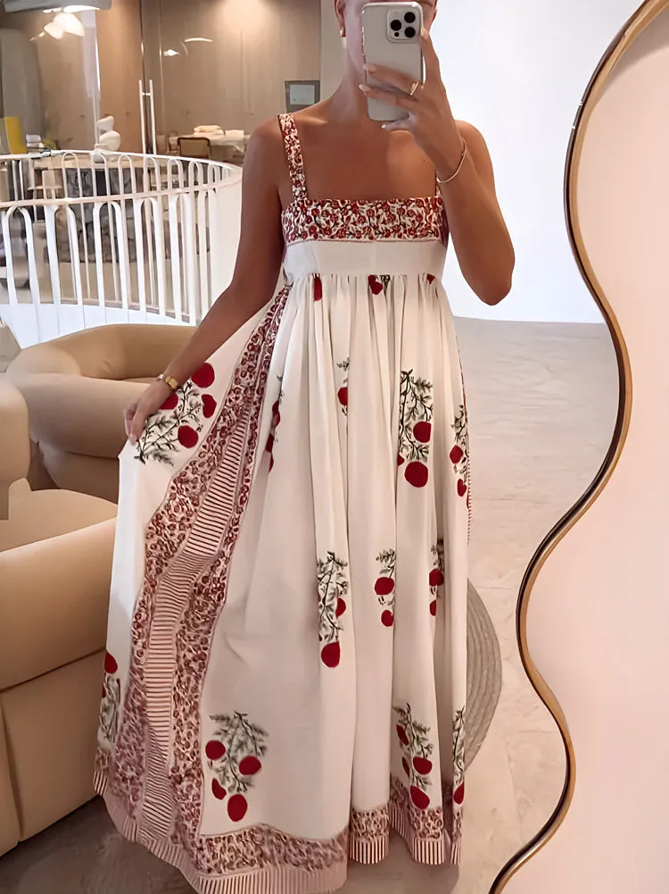 Square Neck Paneled Floral Print